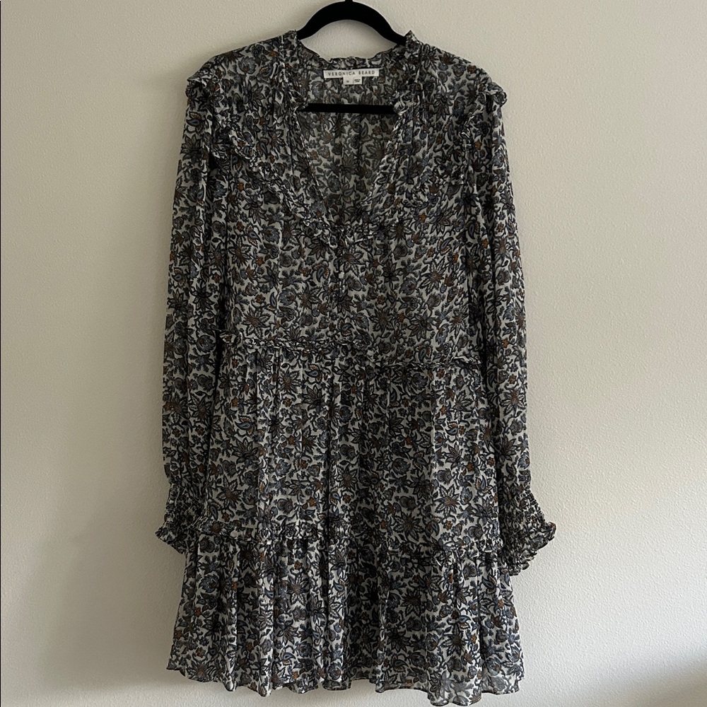 Veronica Beard Savile Dress Floral boho Size 10 Navy - Picture 2 of 12